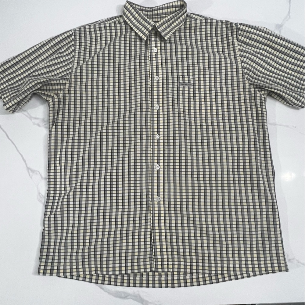 CALVIN KLEIN MENS SHORT SLEEVE BUTTON DOWN SHIRT SIZE LARGE